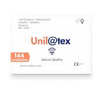 Preservativos Naturales Sin fragancia 144 Unidades Unilatex Ultrafinos Sensitive Látex Lubricados 54 mm x 0.060 mm x185 mm Sin Olor Fragancia Sin Sabor Transparente Ergonómico Caja 144 Preservativos