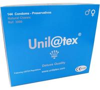 Preservativos Unilatex Natural Pack 144 Uds - Condones Ultrasensibles Lubricados, Látex Natural Extrafinos, Caja Discreta