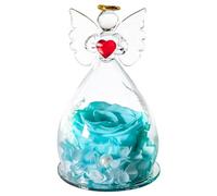 Preserve - Regalo de rosa eterna en figuras de ángel de cristal, regalos de cumpleaños para mujeres, regalos de mamá para el día de la madre, regalos de ángel para ella en aniversario JR5225 (azul)