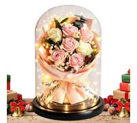 Preserved Flower Bouquet in Glass - Dome Romantic Tabletop Ornament
