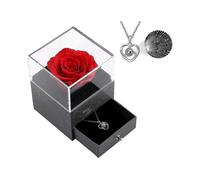 Preserved Real Rose Gift Box Enchanted Real Rose with I Love You Necklace 100 Languages Gift , Eternal Rose Flower Handmade Preserved Real Rose Gift F