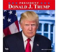 BrownTrout Calendario pared mensual Presidente Donald J. Trump 2026 12x24 pulg. colgante Sin plástico