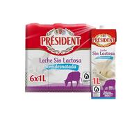 Président - Leche Président Semidesnatada Sin Lactosa, Leche UHT Natural de Galicia, Fuente de Calcio y Proteínas y Vitaminas, Bienestar Animal, Pack 6 x 1 L