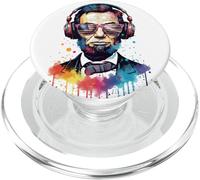 Presidente Abe Lincoln con Auriculares EDM Rave Design PopSockets PopGrip para MagSafe