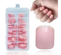 Presiona Las Uñas, Gelatina En Polvo, UñAs Falsas Redondas Cortas, Brillantes 168 Uñas Falsas, Conjunto Completo De Uñas Pegajosas Para Mujeres (Círculo Brillante - Ultracorto)