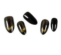 presionado sobre los clavos, Uñas francesas almendradas multicolor, varios tamaños, paquete de 24, con pegamento y lima(A064-MY23-E25Black)