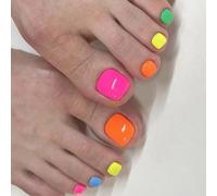 Presione Las Uñas De Los Pies Pegamentos En Las Uñas 24 Piezas Uvs Reutilizables Termina Acrílico Falso Falso Para Colas Para Mujer En La