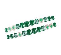 Presione Sobre Las Uñas Diseños Shamrocks Falso Artificial Square False Patrick's Day Press On Nail