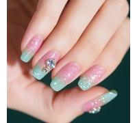 Presione sobre las uñas, pegamentos con brillos falsos en acrílico Artificial, 24 Uds, adhesivos para mujeres y niñas, pegamentos acrílicos para mujeres, transparente