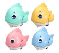 Presione y vaya a pescar, empuje y vaya de de juguete | 4x Cartoon Fish Baby Toy Push and Go | Juego interactivo lindo de animales marinos, juegos de padres e hijos para aprender a caminar por