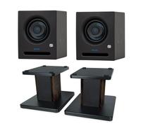 Presonus Eris Pro 4 - Altavoces para monitor de estudio activo (1 par, con soporte keepdrum, nogal)