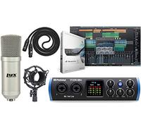 PreSonus Studio 24c 2x2 USB Type-C Audio/MIDI Interfaz y Studio One Artist Software Kit con micrófono de condensador Shockmount y cable XLR