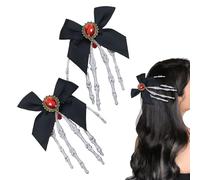 Presos para el cabello de calavera: accesorios para el cabello de Halloween con gema roja y elegantes, clips de 2 piezas para el cabello | Películas decorativas para niñas Bride Cosplay Festival