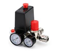 Presostato Compresor Aire 240V, Regulador Presión con 2 Manómetros G1/4