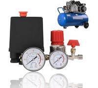 Presostato del Compresor de Aire, Pequeño interruptor de presión 4 Puertos Regulador de Control de Válvula de Seguridad del Colector con Manómetros para Compresor de Aire Bomba