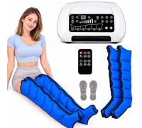 Presoterapia para Casa Profesional con Botas Presoterapia Y Masajeador | Máquina 6 Cámaras para Piernas, Pies, Brazos Y Abdomen, Presión Ajustable 30-240 mmHg, Timer 0-60 Min, Mando Portátil