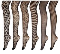PreSox Fishnet Tights Medias de malla de nylon transparente Medias sin mangas para las mujeres 5 Pack (B)