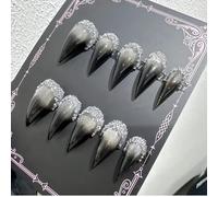 Press Claw on Nails Long Stiletto Green Rendering Gothic Style Halloween Witch Vampire Press on Nails Reusable Thick Acrylic Cat Dragon Eagle Claw False Nail Glossy Glue on Nail (L)