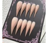 Press Claw on Nails Long Stiletto Hot Girls Pink Nude Halloween Punk Gothic Style Reusable Thick Acrylic Press on Nails Cat Dragon Eagle Claw False Nail with Designs Glossy Glue on Nail (XS)