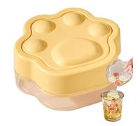 Press Design Tray, Cat Paw Mould, 4.53x3.98x2.2 Inches Ice Maker with Sealed Lid, Durable PP Freezer, Cooling Tool with Yellow Style, Kitchen Gadget for Party & Picnic