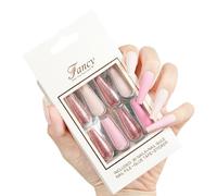 Press Nails Ataúd largo, ballet largo Press Nails - Uñas adhesivas para mujer Manicura - Pegamento de uñas acrílicas artificiales reutilizables en las uñas para casarse