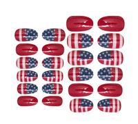 Press On Fake Nails, 24X Short Fingernails, Patriotic 4th of July Design, Manicure Beauty Tools, Easy Application for Girlfriend, Wife, Mother, Masquerade, Dating, Everyday Use