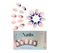 Press on Nails, 24 piezas Short Independence Day Fingernails, Flag Full Cover Beauty Care, False Nude Tip Decor with Stars for Girls, Holiday Celebration Look, Pp, 4,49 x 2,64 pulgadas