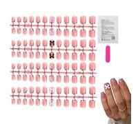 Press On Nails - 96 Pieces Pink Full Cover Sticks-On Fake Fingernails | Artificial Nails For Easy Application, Perfect For Wife, Mother, Girlfriend, Girls, Friends, Party Or Everyday Wear