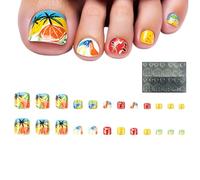 Press On Toe Nails, Summer Toe, Easy Application Decals, 5.43x2.64x0.47 inch Sturdy Finish, Toenail Stickers for Adults, Family, Hobby Crafts, Beach, Professional Pedicure