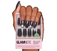 Pressa glamnetica sui chiodi - Phantom Glow | Opaco Black Black & Glow-in-the-Dark Ghost Medium False Nails Stick riutilizzabile su unghie finte con
