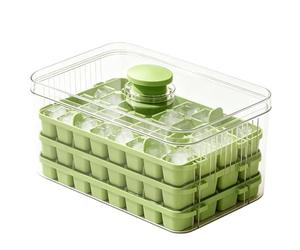 PressActivated TripleLayer NinetySixSlot IceBlockBandeja - Colección con tapaBin Cuisine FreezingSystem Modular SpaceSaving Sanitary BPAFree Polymer RapidEject DrinkChilling StorageBox HomeUse MealPre