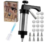 Presse à Biscuits en Acier Inoxydable | Kit avec 13 Disques et 8 Douilles de Décoration | Moule à Pâte pour Formes Variées pour Cuisine, Pâtisserie, Noël, Gingerbread Biscuits Maison et Créatifs