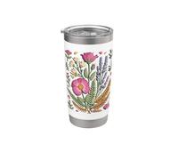 Pressed Wildflower Meadow Florist Botanical Art Vaso térmico de acero inoxidable de doble pared