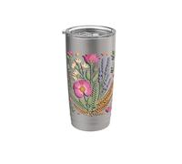 Pressed Wildflower Meadow Florist Botanical Art Vaso térmico de acero inoxidable de doble pared