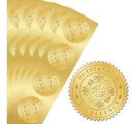PRESSINART 100 Piezas de Sellos Dorados de 2 Pulgadas de Excelencia Sellos de sobre de Papel de Aluminio Dorado Destacados de Excelencia Redondos Autoadhesivos con Relieve de Medalla para Decoración