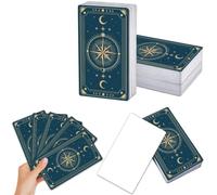 PRESSINART 100 Tarjetas de Tarot DIY para Escribir En 2.71 x 4.72 Pulgadas, Cartas de Póker En Puro con Diseño de Luna Estrella Negra Dorada En el Dorso, CREA Tus Propias Barajas para Practicar Tarot
