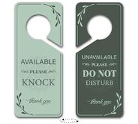 PRESSINART 2 Piezas Señal de No Molestar Colgar En la Puerta por Favor Golpee Señal de Puerta Plantas Verdes PVC Doble Cara Aviso Placa para Oficina Hogar Baño Sesión Reunión Clínica 9 x 4 Pulgadas