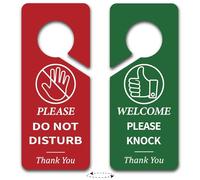 PRESSINART 2Pcs Señal de No Molestar Colgante de Puerta Bienvenido por Favor Tocar Cartel Rojo Verde Rectangular de PVC de Doble Cara Avisos para Oficina Hogar Baño Sesión Reunión 9 x 4 Pulgadas