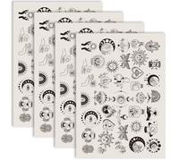 PRESSINART 4 Hojas de Calcomanías Cerámicas de Transferencia de Cerámica Subesmalte Negro con Tema de Tarot para Manualidades de Arcilla de Cerámica Decoración de Esmalte Y Suministros de Arte