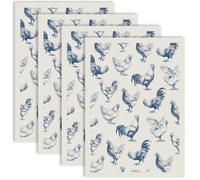 PRESSINART 4 Piezas de Calcomanías de Bajo Esmalte para Cerámica de 21 x 15 PulgadasPapel de Transferencia de Animales Gallina Gallo Patrón Azul Hojas de Deslizamiento de Esmalte para Cerámica de