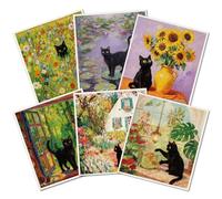 PRESSINART 6 unidades 6 estilos de Paños de Cocina Suecos para Platos con Dibujos de Gatos Reutilizables Toallas de Lavado Gatos Negros Flores Vista de Ventana Patrón Mixto Esponjas de Celulosa Lavabl