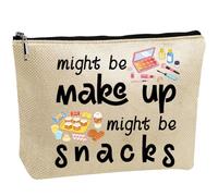 PRESSINART Bolso de Maquillaje para Mujeres de 10 x 7 pulgadas Diseño Portátil de Lona Bolsa de Cosméticos para Bocadillos Divertida Y Linda Estuche con Cremallera Organizador para Maquillaje Bocadill