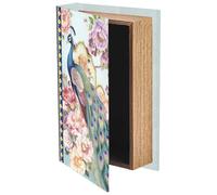 PRESSINART Caja de Almacenamiento de Libros Falsos con Diseño Floral de 9.1 x 5.9 x 2 Pulgadas Cajas de Trinket con Patrón de Flores de Pavo Real Organizadores Decorativos de Almacenamiento para Joya