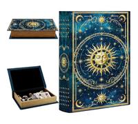 PRESSINART Caja de Recuerdos de Libro Vintage de 1 pulgada Cajas de Libros Falsos Tarot Sun Relievo Patrón Organizadores de Almacenamiento Decorativos para Joyas Recuerdos de Boda Fotos Decoración