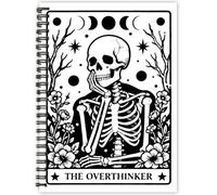 PRESSINART Cuaderno de Espiral con Diseño de Calavera Gótica de Tarot A5 con 80 páginas Rayadas para la Universidad con Bolsillos Bloc de Notas Duradero para Suministros de Oficina Estudio
