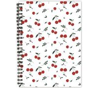 PRESSINART Cuaderno Espiral de Cereza Lindo de 1 Pulgada, Cuaderno A4 con Diseño de Cereza, Cuaderno de 100 páginas/50 Hojas con Rayas para la Universidad, con Bloc de Notas de Bolsillo, Suministros