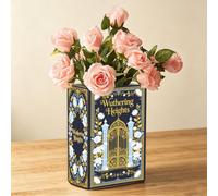 PRESSINART Florero de Libro para Flores con Patrón de Cumbres Borrascosas, de 5.6 x 3.9 x 2.4 Pulgadas, Jarrón de Flores Decorativo Único En Azul Vintage con Forma de Libro de Cerámica para Amantes