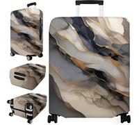 PRESSINART Funda de Mármol para Maleta de 18-20 Pulgadas, Funda de Maleta de Poliéster Negra Y Blanca con Elástico Dorado, Stretchable, A Prueba de Polvo, Protector de Viaje, Reutilizable, Manga para