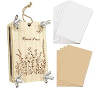 PRESSINART Kit de Prensado de Flores de Madera con Prensa de Flores de 2.5 x 3.9 Pulgadas Y 4 Capas Patrón de Mariposas Y Flores Silvestres Tableros Rectangulares para Prensar Herramientas de
