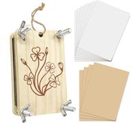 PRESSINART Kit de Prensado de Flores de Madera Prensa Flores Pequeñas Libro de Prensado de Flores de 2.5 x 3.9 pulgadas 4 capas Patrón de Trébol Tablas de Prensado de Madera Rectangulares Herramientas